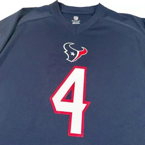 NFL Houston Texans #4 Watson Jersey Shirt Youth Boys XL 18/20 Navy V-Neck - Picture 6 of 13